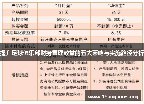 提升足球俱乐部财务管理效益的五大策略与实施路径分析 提升足球俱乐部财务管理效益的五大策略与实施路径分析