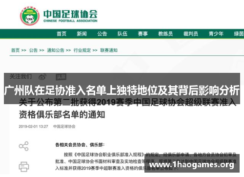 广州队在足协准入名单上独特地位及其背后影响分析 广州队在足协准入名单上独特地位及其背后影响分析